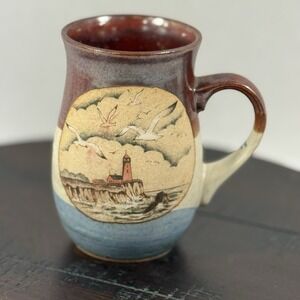 Vintage Otagiri Coffee Mug Cup Lighthouse Scene Coastal Nautical